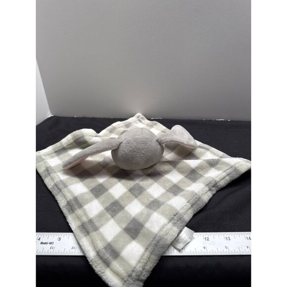 Lily and Jack Gray Bunny Lovey Check Security Blanket - Picture 6 of 6